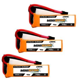 3 Packs CNHL LiHV MiniStar 450mAh 15.2V 4S 70C Lipo Battery With XT30U