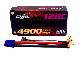 CNHL Racing Series LiHV 4900mAh 7.6V 2S2P 120C HV Shorty Hard Case Lipo Battery with EC3 Plug